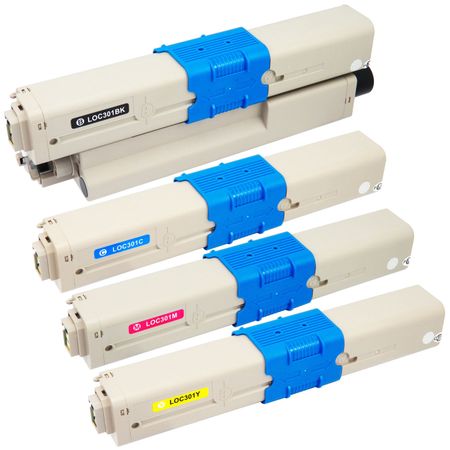 4 Pack Compatible Oki C301, C321 Toner Cartridges